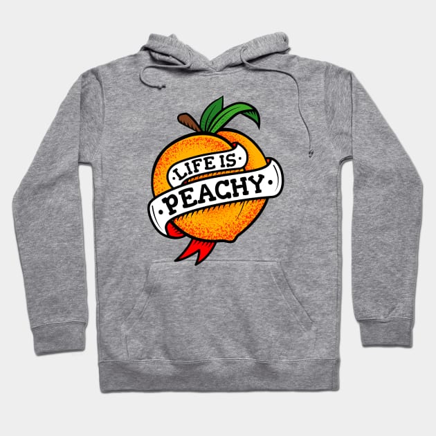 Life Is Peachy Retro Tattoo Style Hoodie by propellerhead